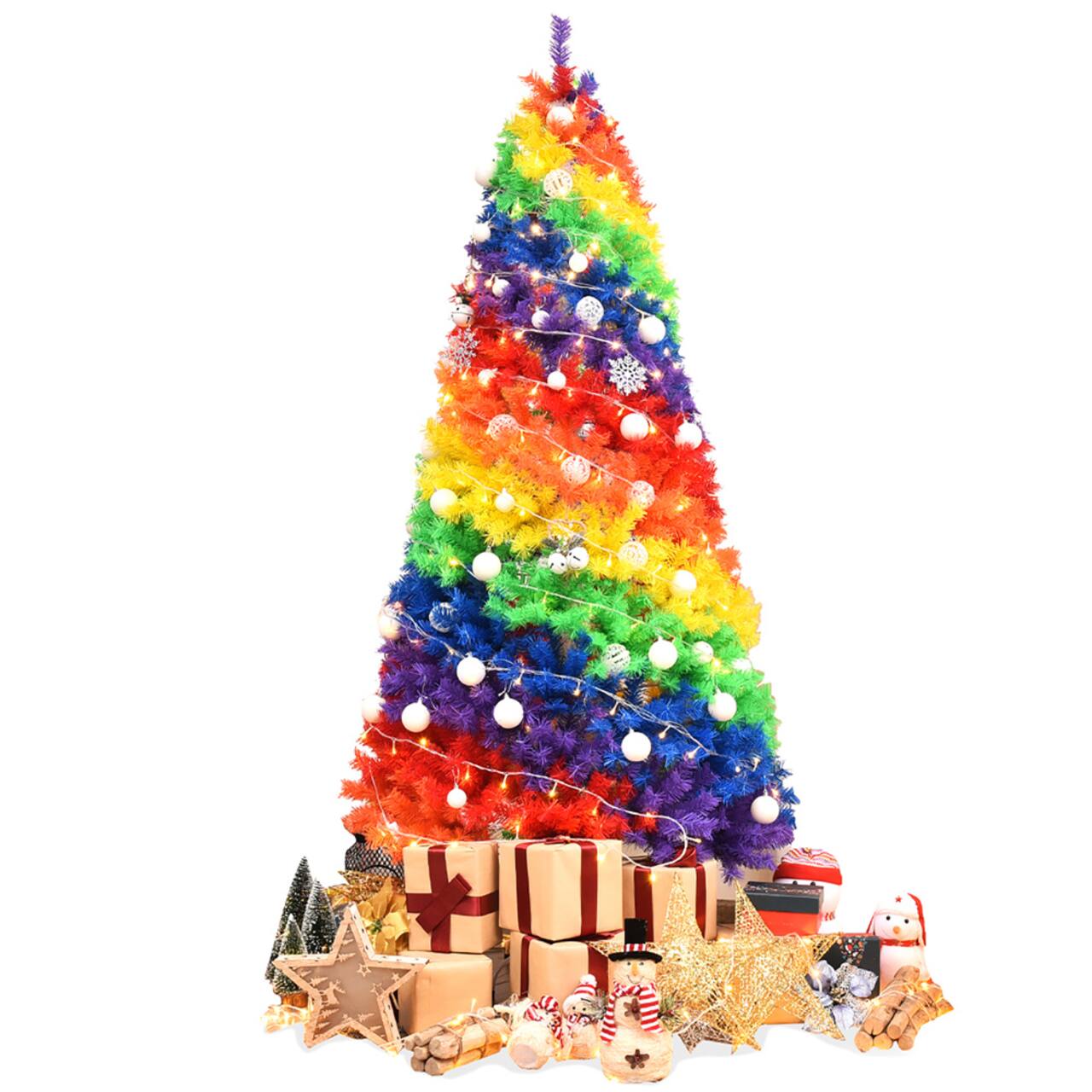 Costway 7ft. Unlit Rainbow Full Fir Artificial Christmas Tree